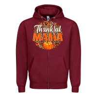 Burgundy Thankful Mama Zipper Hoodie - MaliasSmallBusiness