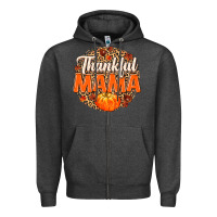 Charcoal Heather Thankful Mama Zipper Hoodie - MaliasSmallBusiness