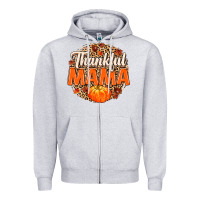 Heather Grey Thankful Mama Zipper Hoodie - MaliasSmallBusiness