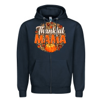Navy Thankful Mama Zipper Hoodie - MaliasSmallBusiness