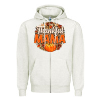 Oatmeal Heather Thankful Mama Zipper Hoodie - MaliasSmallBusiness
