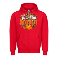 Red Thankful Mama Zipper Hoodie - MaliasSmallBusiness
