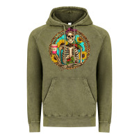 Vintage Olive western skeleton coffee sunflowers Vintage Hoodie - Artiststas