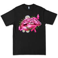 Black Breast Cancer with Ribbon Pink Lips Premium Tee - texasbilliewilder