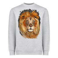 Heather Grey Lion Head Heavyweight Sweatshirt - LillyAllenDesigns