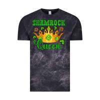 Cloud Black shamrock queen crown leopard glitter Vintage Tee - Artiststas