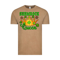 Vintage Coffee shamrock queen crown leopard glitter Vintage Tee - Artiststas
