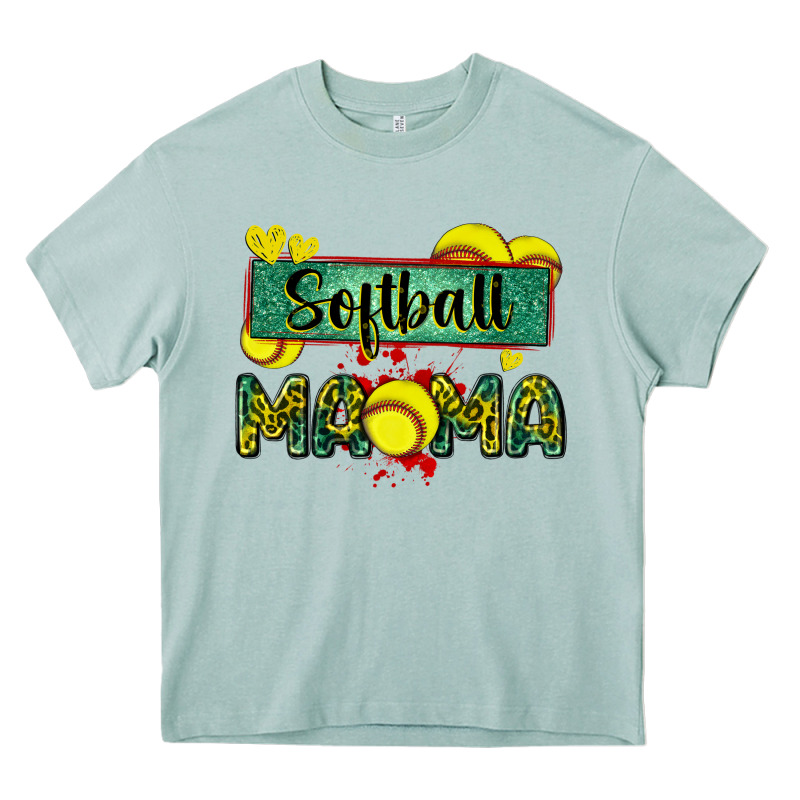 Softball Mama With Leopard Heavy Core Tee by Zillion Design Studio | Teevron