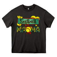 Asphalt softball mama with leopard Heavy Core Tee - Zillion Design Studio