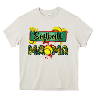 Cream softball mama with leopard Heavy Core Tee - Zillion Design Studio