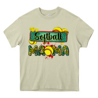 Mossy softball mama with leopard Heavy Core Tee - Zillion Design Studio