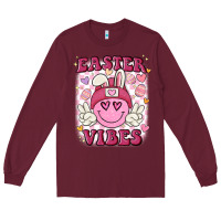 Burgundy Easter vibes Long Sleeve Tee - MaliasSmallBusiness