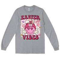 Heather Grey Easter vibes Long Sleeve Tee - MaliasSmallBusiness