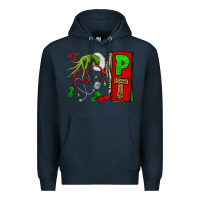 Navy Christmas Character Nurse Premium Hoodie - NancyCooperArtShop
