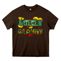 Chocolate Brown softball granny with leopard Heavy Core Tee - Zillion Design Studio