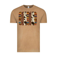 Vintage Camel serape sunflower cowhide leopard brushstroke Vintage Tee - AdoDesignShop