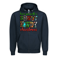 Navy Have yourself a rowdy howdy Christmas Zipper Hoodie - NancyCooperArtShop