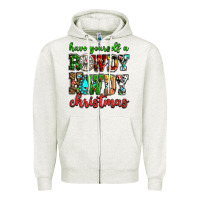 Oatmeal Heather Have yourself a rowdy howdy Christmas Zipper Hoodie - NancyCooperArtShop