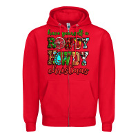 Red Have yourself a rowdy howdy Christmas Zipper Hoodie - NancyCooperArtShop