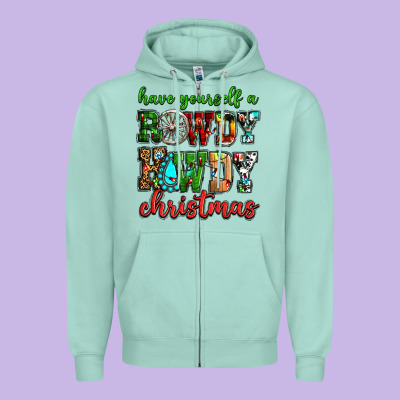 Have Yourself A Rowdy Howdy Christmas Zipper Hoodie Designed By Nancycooperartshop