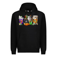 Black Halloween Coffee Cups Premium Hoodie - texasbilliewilder