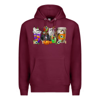Burgundy Halloween Coffee Cups Premium Hoodie - texasbilliewilder