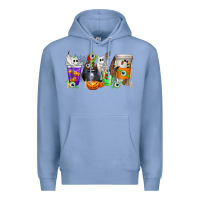 Colony Blue Halloween Coffee Cups Premium Hoodie - texasbilliewilder