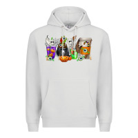 Dove Grey Halloween Coffee Cups Premium Hoodie - texasbilliewilder