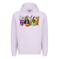 Lilac Halloween Coffee Cups Premium Hoodie - texasbilliewilder