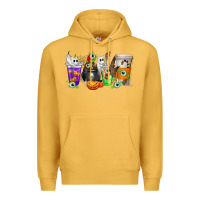 Mustard Halloween Coffee Cups Premium Hoodie - texasbilliewilder