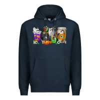 Navy Halloween Coffee Cups Premium Hoodie - texasbilliewilder