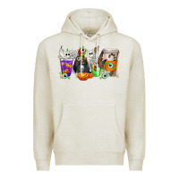 Oatmeal Heather Halloween Coffee Cups Premium Hoodie - texasbilliewilder