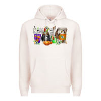 Pale Pink Halloween Coffee Cups Premium Hoodie - texasbilliewilder