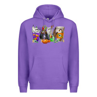 Purple Halloween Coffee Cups Premium Hoodie - texasbilliewilder