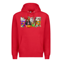 Red Halloween Coffee Cups Premium Hoodie - texasbilliewilder