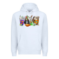 White Halloween Coffee Cups Premium Hoodie - texasbilliewilder