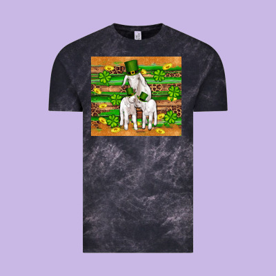 St Patricks Goat Family Shamrock Gold Serape Leopard Glitter Wooden Tu Vintage Tee Designed By Artiststas