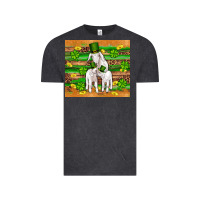 Vintage Black st patricks goat family shamrock gold serape leopard glitter wooden tu Vintage Tee - Artiststas