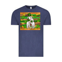 Vintage Denim st patricks goat family shamrock gold serape leopard glitter wooden tu Vintage Tee - Artiststas