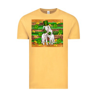 Vintage Mustard st patricks goat family shamrock gold serape leopard glitter wooden tu Vintage Tee - Artiststas