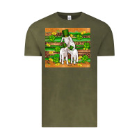 Vintage Olive st patricks goat family shamrock gold serape leopard glitter wooden tu Vintage Tee - Artiststas