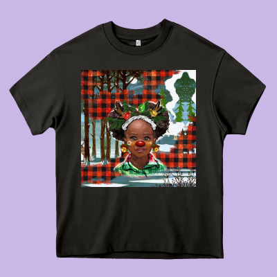 Christmas African Girl Heavy Core Tee Designed By Barkaloodesign