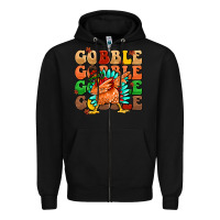 Black gobble gobble gobble gobble turkey Zipper Hoodie - MaliasSmallBusiness