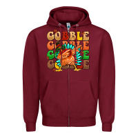 Burgundy gobble gobble gobble gobble turkey Zipper Hoodie - MaliasSmallBusiness