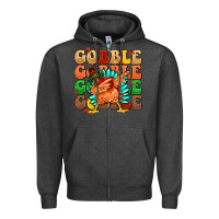 Charcoal Heather gobble gobble gobble gobble turkey Zipper Hoodie - MaliasSmallBusiness