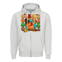 Dove Grey gobble gobble gobble gobble turkey Zipper Hoodie - MaliasSmallBusiness
