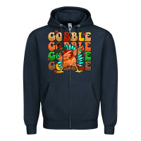 Navy gobble gobble gobble gobble turkey Zipper Hoodie - MaliasSmallBusiness