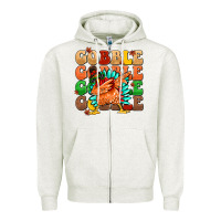 Oatmeal Heather gobble gobble gobble gobble turkey Zipper Hoodie - MaliasSmallBusiness