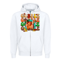 White gobble gobble gobble gobble turkey Zipper Hoodie - MaliasSmallBusiness