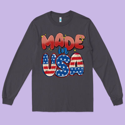 Made In Usa Long Sleeve Tee Designed By Maliassmallbusiness